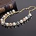 Moochi 18K Gold Plated Pearl Beads Curve Pedant Necklace Earrings Jewelry Set