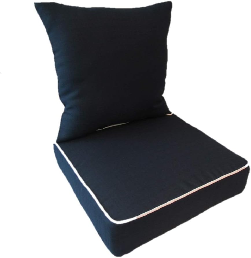 Suntastic Indoor/Outdoor Navy Deep Seating Lounge Chair and Back Cushion Set for Patio Furniture