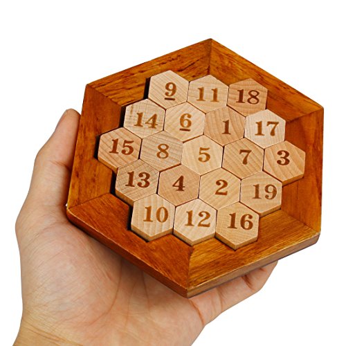 Larcele Wooden Math Hexagon Number Jigsaws Puzzle Sudoku Board Game FWPP-01