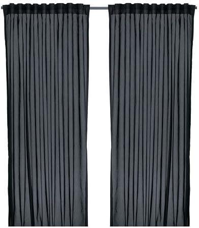 Amazon Com Ikea Curtains Black Vivan 2 Panels Sheer Home Kitchen