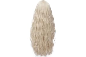 Probeauty Light Blonde Curly Wave Wig Women Long Wave Wig for Halloween Costume