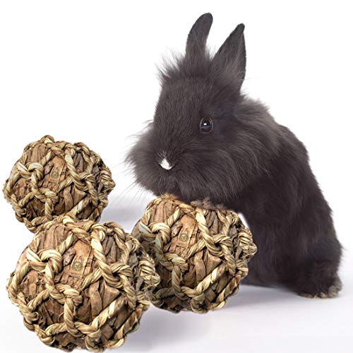 SunGrow Rabbit Banana Leaf Ball, 2.5 Inches, Durable Chew Toy for Even