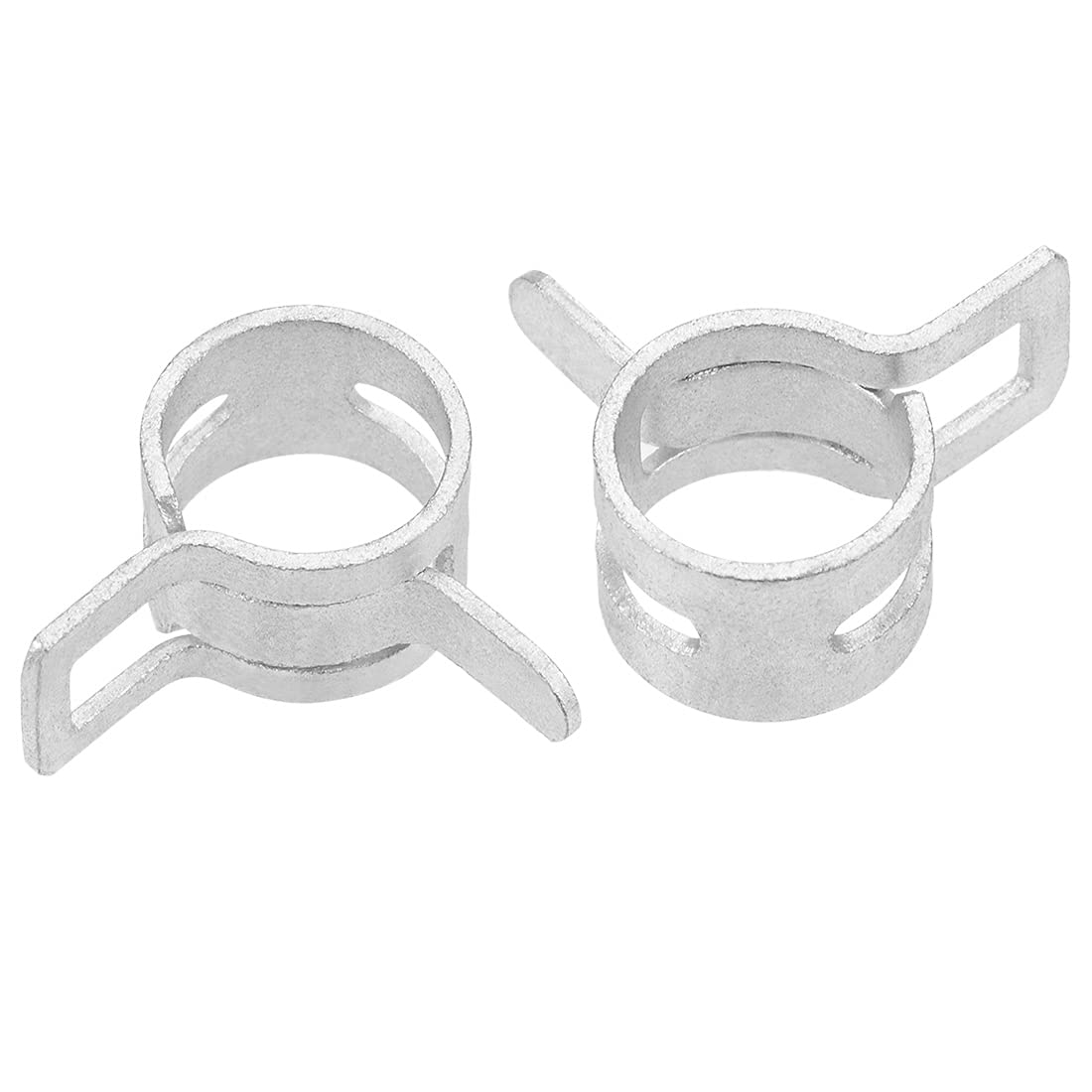 uxcell Spring Band Type Clamp 9mm Inner Dia Fit 9.5-10.2mm OD Hose Fuel Line Silicone Tube Clips Clamp Silver Manganese Steel 10Pcs