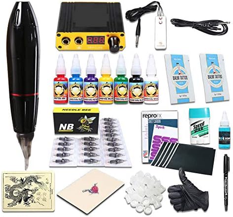 Professional Complete Tattoo Kit Motor Pen Machine Gun Power Supply