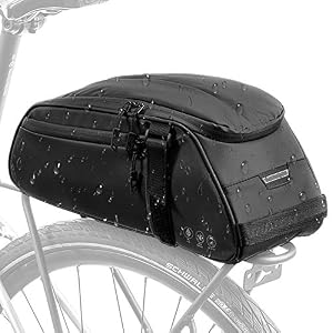 Nasjac Bike Rear Rack Bag, Waterproof Bicycle Pannier Carrier for Rear Seat, Reflective 8L Large Capacity Cycling Trunk…