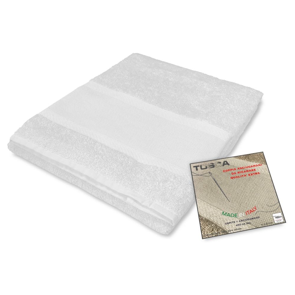 tex family Tosca Sponge Towel Set © Aida Canvas to Embroider Cross Stitch 1+1 Face and Guest - White