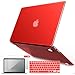 iBenzer MacBook Air 13 Inch Case, Soft Touch Hard Case Shell Cover with Keyboard Cover Screen Protector for Apple MacBook Air 13 A1369 1466, Red MMA13RD+2A