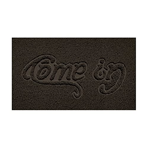 Nicoman Embossed Spaghetti Door Mat Dirt-Trapper Jet-Washable Doormat 70x43cm (Brown, COME-IN) - Use Indoor or Sheltered Outdoor