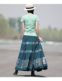 femirah dama Lino y Algodón Floral falda larga maxi faldas de Bohemia