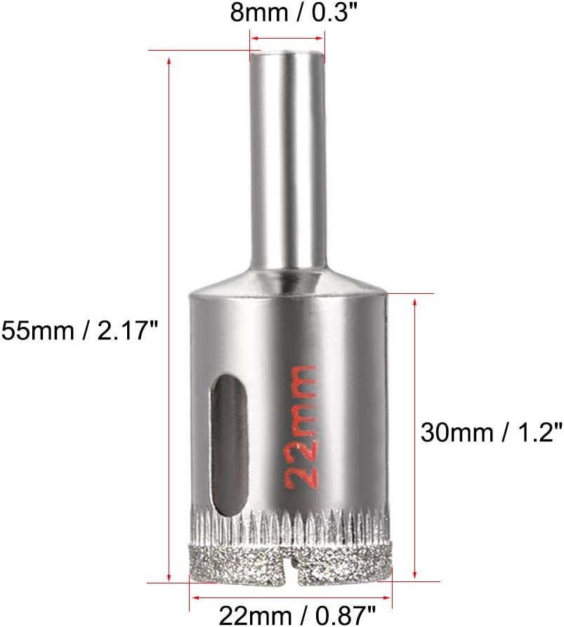 sourcing map 3pcs 22mm Diamond Tipped Drill Bit Hole Saw Cutter for Glass Tile Marble Fiberglass Ceramic Stone Bottles Pots - Image 4