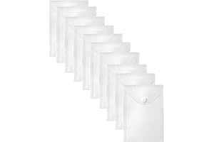 YESSART 7x9 Clear Plastic Envelopes Hook Loop Closure Receipt Stickers Storage Holder 10 Pack