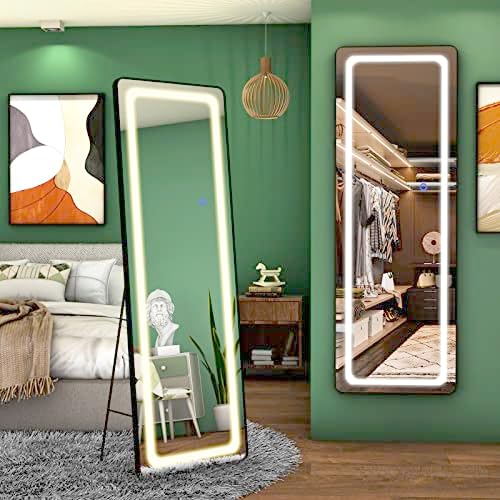 FENNIO Full Length Mirror with Lights 63"x20", LED Full Body Mirror