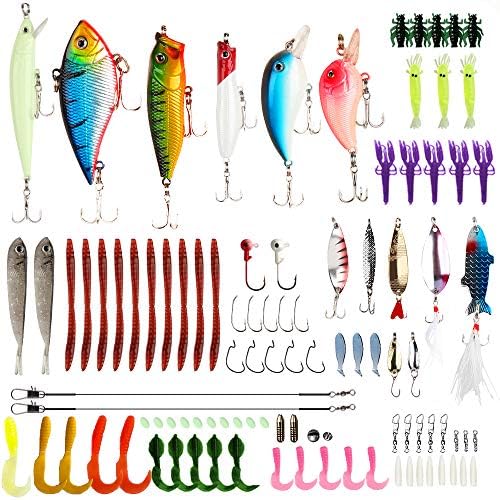 Kpapd 375 Pcs Freshwate Fishing Lures Kit Frog Lures