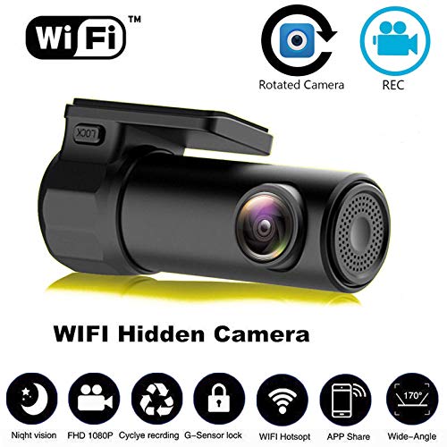 Wifi Car DVR, Mini 32G 1080P Full HD 12MP WIFI Car DVR Video Camera Recorder 170 Degree Vision Dash Camera Video Recorder Monitor-black - Thumbnail 2