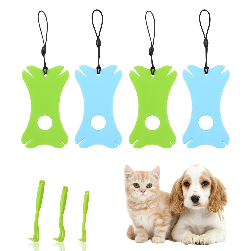 Geluode Tick Remover 7 PCS,Dog Cat Tick Remover Tool, Green Blue Tick Remover Card Tick Remover Hooks with Magnifier Kit For Pet Dogs Cats Horses Rabbits Guinea Pigs Humans