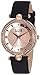 Burgi Swarovski Crystal Studded Watch - 4 Genuine Diamond Markers, See Through and Sunray Dial On Black Satin Over Leather Women’s Watch - BUR104