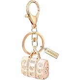 MONNEL MZ931 Gorgeous Crystal Big Handbag 3D Charm Pendant Lobster Clasp Key Ring Keychain (White)