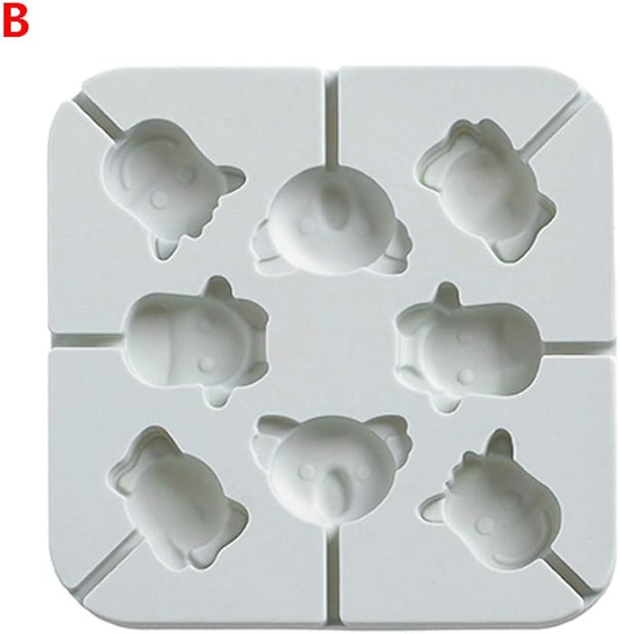 OCCOKO Baking Mold Lollipop Mold Silicone Fondant Mould Chocolate Mold Emoji Lion Pig Shell Sugar Craft Cake Mold Baking(Elephant giraffe Blue, 12.612.61.4cm)