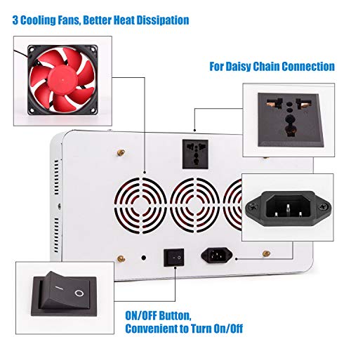 LED Grow Light, Roleadro 1200W Full Spectrum Grow Lights for Indoor Plants, Grow Lights with red/Blue/IR/UV for Greenhouse, Hydroponics, Seedlings, Veg and Flower - Thumbnail 2