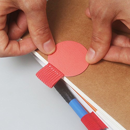 Pen Loop Holder, Self-adhesive Leather Pen Pencil Holder with Elastic Loop, Adhesive Pen Loop for Notebook, Planners, Calendars, Clipboards etc. (round shape 6 Colors 12 Packs)