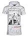 SCREENSHOTBRAND Mens Hip Hop Longline Premium Tee - Pullover Hooded Fashion T-shirt Splatter Metallic Gold Powder Print - White - Large