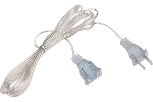 10 Foot Clear Extension Cord - Thin & Flat White Wire for Indoor/Outdoor Decor, Invisible Cable for Lights, Lamps & Seasonal 