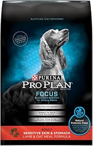 Purina Pro Plan Dry Dog Food, Focus, Adult Sensitive Skin & Stomach Lamb & Oat Meal Formula, 24-Pound Bag, Pack of 1