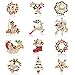 12 Pieces Enamel Christmas Brooch Pins Jewelry for Woman Kids Holiday Xmas Gift (Style A)