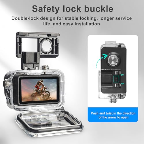 FitStill 196FT/60M Waterproof Case&3 Filters&Floating Hand Grip Stick Set Compatible for DJI Osmo Action 5 Pro Action 4 Action 3,Snorkeling Surfing,Wakeboarding Protective Cover Shell Accessories Kit