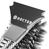 Hoctor BBQ Cleaner Accessories For Cleaning Charbroil, Gas, Green Egg Or Weber Grills-Stainless Steel Scraper And Wire Brush With Plastic Handle-Safe Tools For Barbecue Grates