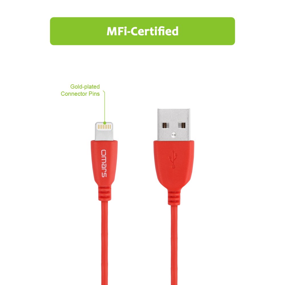 OMARS Natale Renna Cavo Lightning In Nylon PowerLine+ - Cavetto Lightning Premium per Ricarica e Trasmissione Dati Ultra-Durevole per iPhone 7 / 6s / 6 e tanti altri prodotti Apple