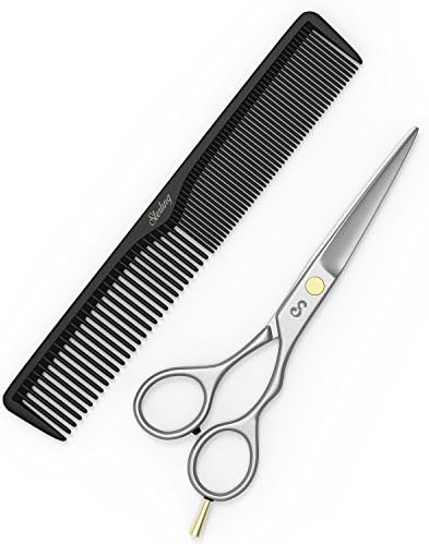Sterling Beauty Tools Professional 6 Inch Hair Cutting Scissors for All Hair Types with Bonus Carbon Fiber Styling Comb and PVC Storage Bag