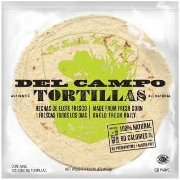 Del Campo Tortillas Soft Corn Tortillas, 6 Inch Round 1 Lb Bag by Del Campo Tortillas