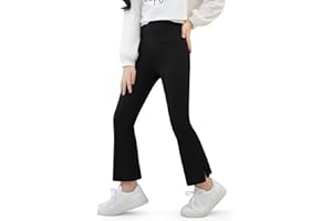 ORITESS Girls Flare Leggings High Waisted Stretchy Bootcut Yoga Pants with Split Hem Bell Bottoms for Girls 6-13 Years Black
