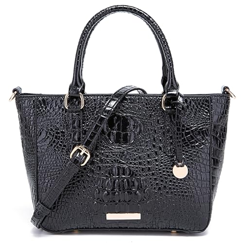 Makcr Joacbv Ladies Tote Leather Bags for Women Crocodile Embossed Zipper Satchel Purse Elegant Tote Bag With Compartments Crossbody Work