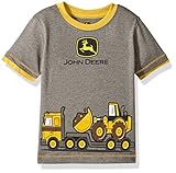 John Deere Baby Toddler Boys' Graphic Tee, Grey/Construction Yellow, 4T