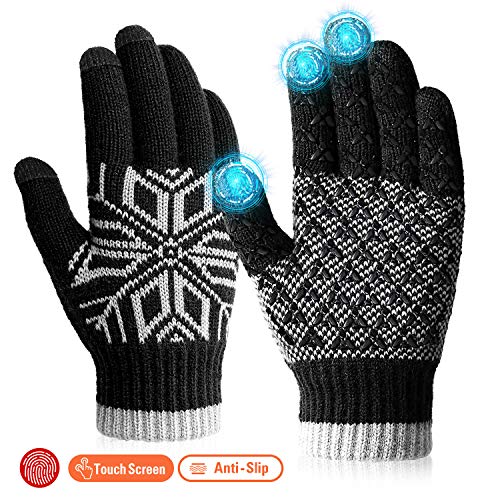 HOTER Winter Gloves Business Leisure Touch Screen Gloves For Men Women Soft Wool Lining Elastic Cuff Anti-Slip Rubber Design