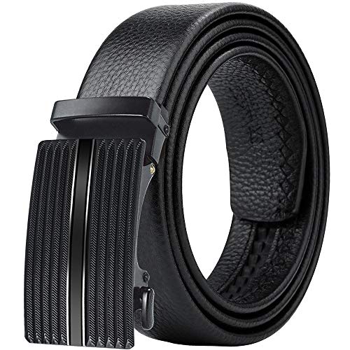 Men’s Leather Belts with Automatic Buckle Adjustable Size by Trim to Fit