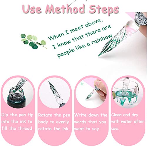 OFUN Glass Pen and Ink Set, Beginners Calligraphy Dip Pens for Art