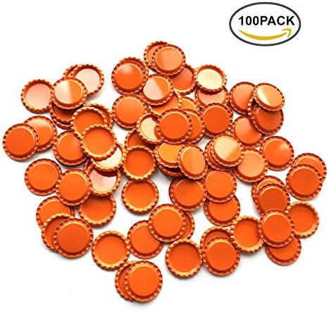 RUTICH 100 PCS Flat Decorative Bottle Cap Craft Bottle Stickers Double Sideds Printed for Hair Bows, DIY Pendants or Craft ScraPbooks(Orange)
