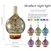Essential Oil Diffuser - KGV 3D Glass Cool Mist Ultrasonic Aroma with BPA Free, Night Mood Led Light, Safe Auto Shut-Off and Timer. 100ml Essential Oil Aromatherapy for Large Room Gift Yoga Home