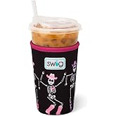 Swig Life Medium Iced Cup Coolie, Halloween 22oz Iced Coffee Cup Insulator Sleeve with Handle, Neoprene Insulated Coolie Keeps Drinks Cold (Let's Go Ghouls)