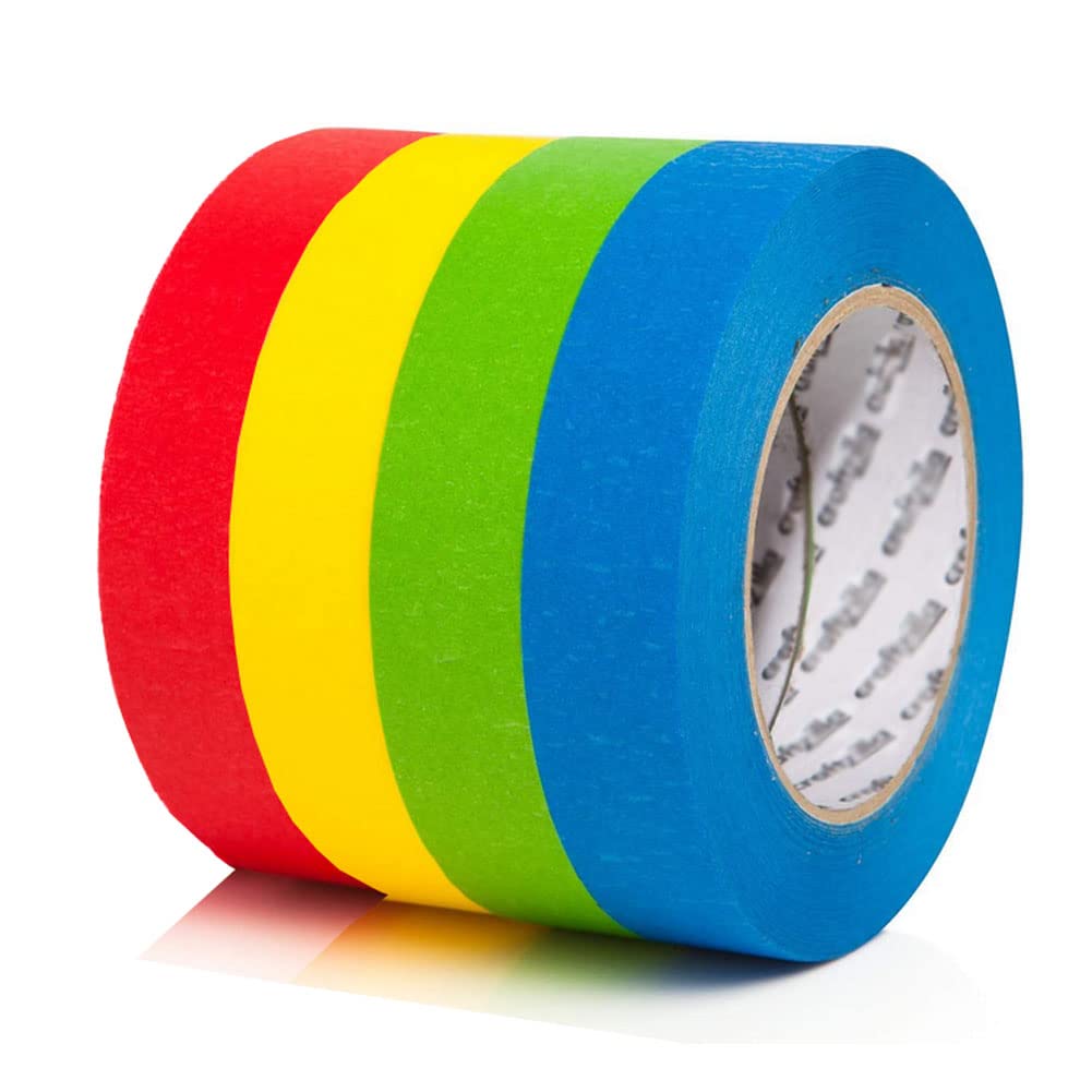 nanaxagly 4 Rolls Colored Masking Tape, Washi Tape, 0.59 inch Wide by 22 Yard, Painters Tape for Arts & Crafts, School Projects, Labeling, Party Decorations