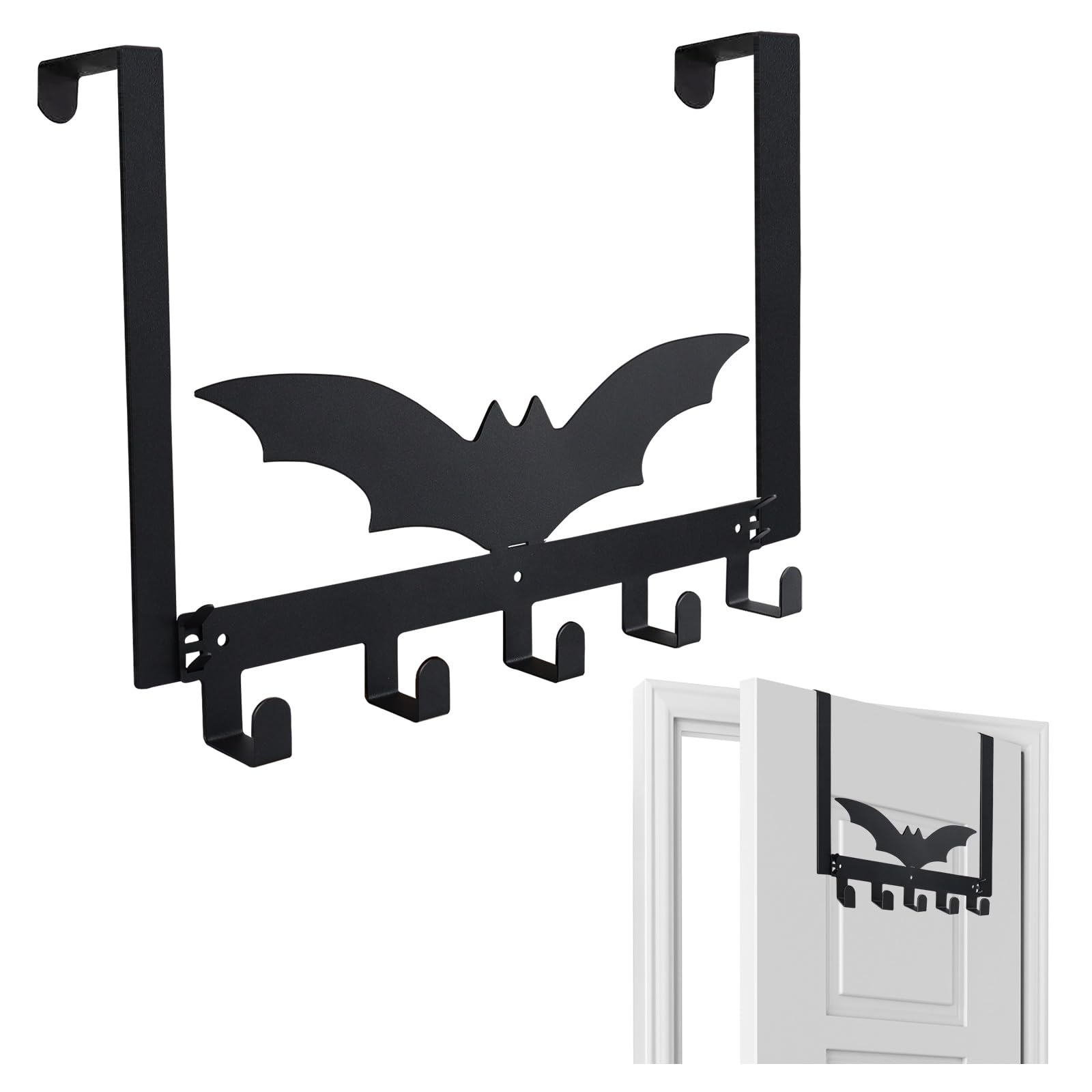Photo 1 of TIFFYONEK Halloween Bat Over The Door Hooks Or Gothic Wall Decor with Bats Stickers for Bedroom Kitchen Bathroom Hanging Hat Towel Holder Goth Home Decor Gifts