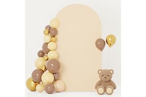 FOTSHARER Wedding Arch Cover Beige Arch Cover Backdrop Fabric 7.2FT Large Arch Cover Stretchy Backdrop for Half Arch Backdrop Spandex Fitted Balloon Arched Covers for Reception Ceremony Decorative