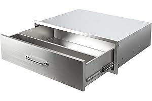 SGOLAN Outdoor Kitchen Drawers 30" W x 10" H x 23" D Flush Mount BBQ Single Drawers with Divider,Built-in Stainless Steel Drawer with Chrome Handle for Outdoor Kitchen Island Patio Grill Station