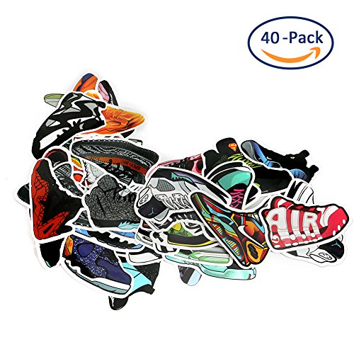 Sneaker Vinyl Stickers, Tearcam AJ Shoes Sneaker Stylish Stickers for Laptop Car Helmet Luggage Skateboard Computer Keyboard Fridge Personalize Decals (40 Pcs)