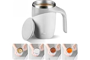 MNVCZXC Self Stirring Coffee Mug, Rechargeable Self Stirring Mug Stainless Steel Waterproof Self Stirring Cup Automatic Magnetic Stirring Coffee Mug Magnetic Cup for Milk and Cocoa(White(Rechargeable))