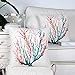 CaliTime Canvas Throw Pillow Cover Shell for Couch Sofa Home Decoration Aquarelle Painting Print 18 X 18 Inches Sea Coral Tree Coral Teal