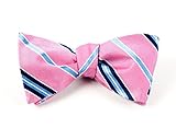 The Tie Bar 100% Woven Silk Pink Striped Self-Tie Bow Tie
